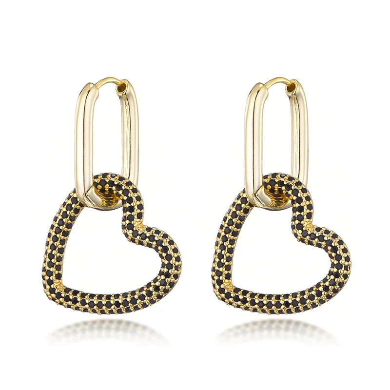 Geometric Hearts Hoop Earrings - Image 3