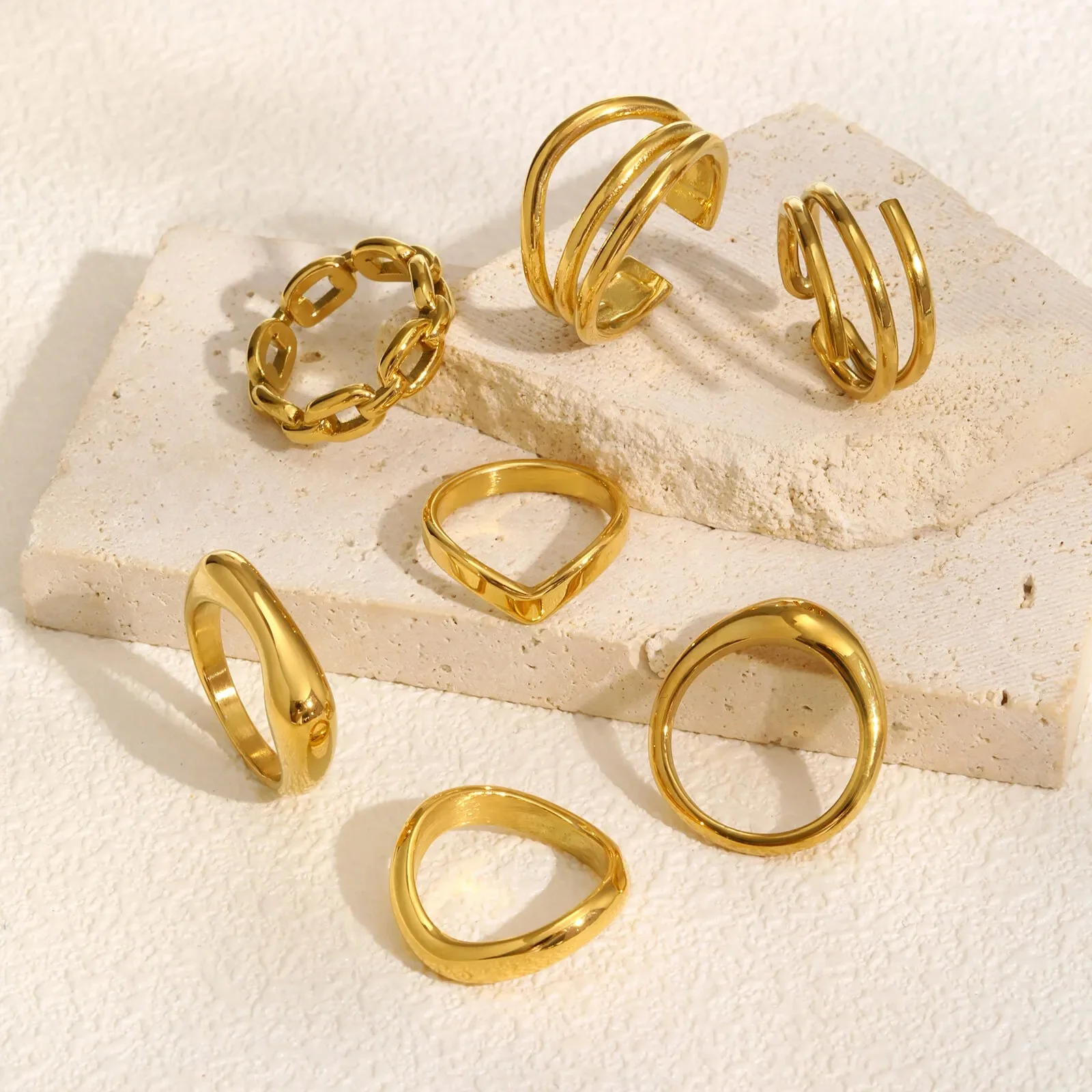 Geometric Minimalist Ring Set - Image 3