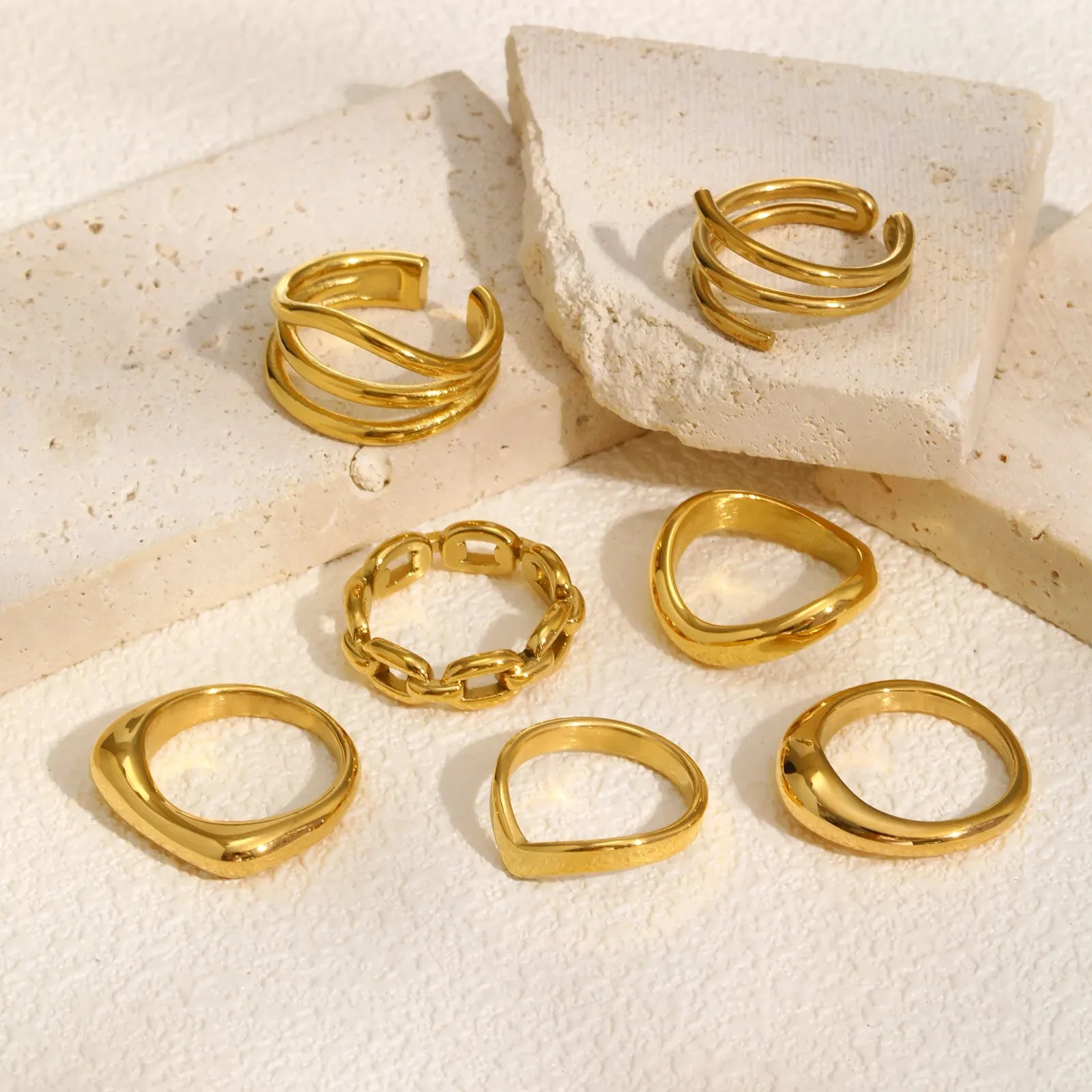 Geometric Minimalist Ring Set - Image 4