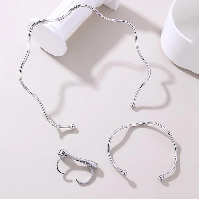 Geometric Necklace, Bracelet & Ring Set - Image 2