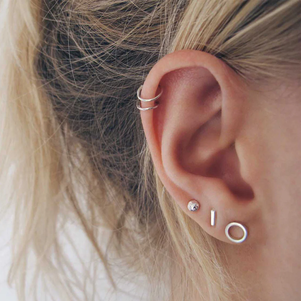 Geometric Stainless Steel Stud Set - Image 2