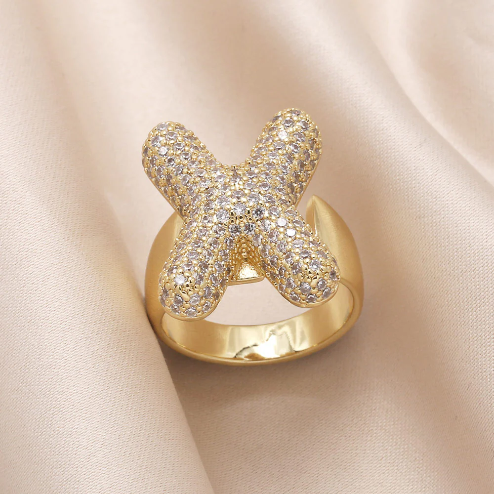Gold Bubble Letter Initial Ring - Image 21