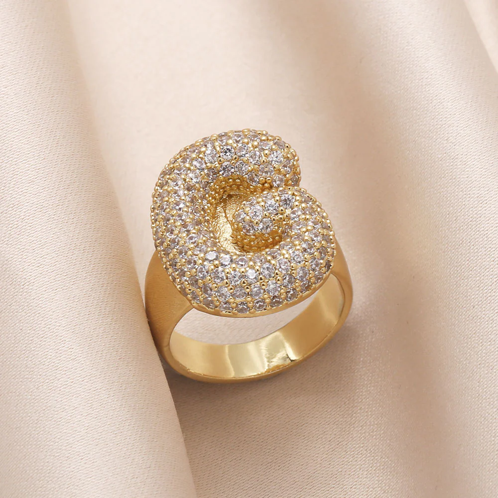 Gold Bubble Letter Initial Ring - Image 5