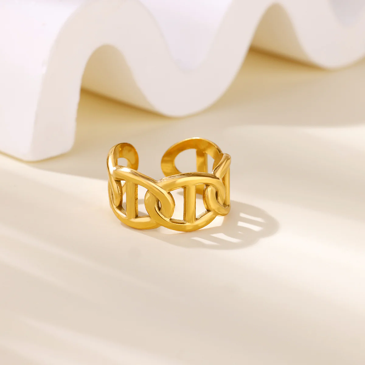 Gold Chain Link Open Ring
