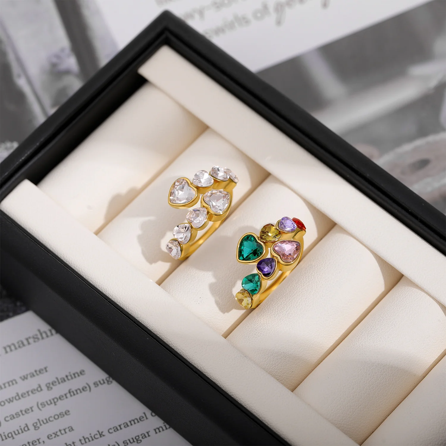 Gold Colorful Zircon Open Ring - Image 2