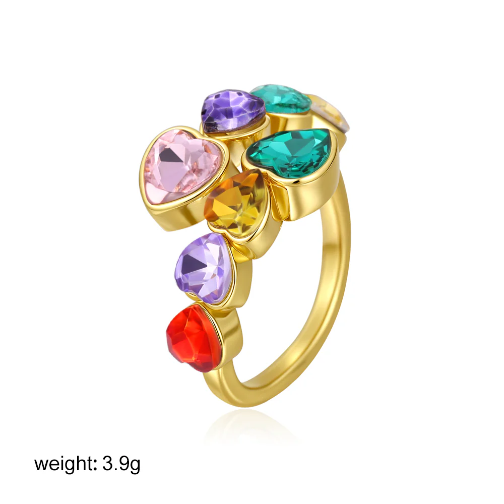 Gold Colorful Zircon Open Ring - Image 4