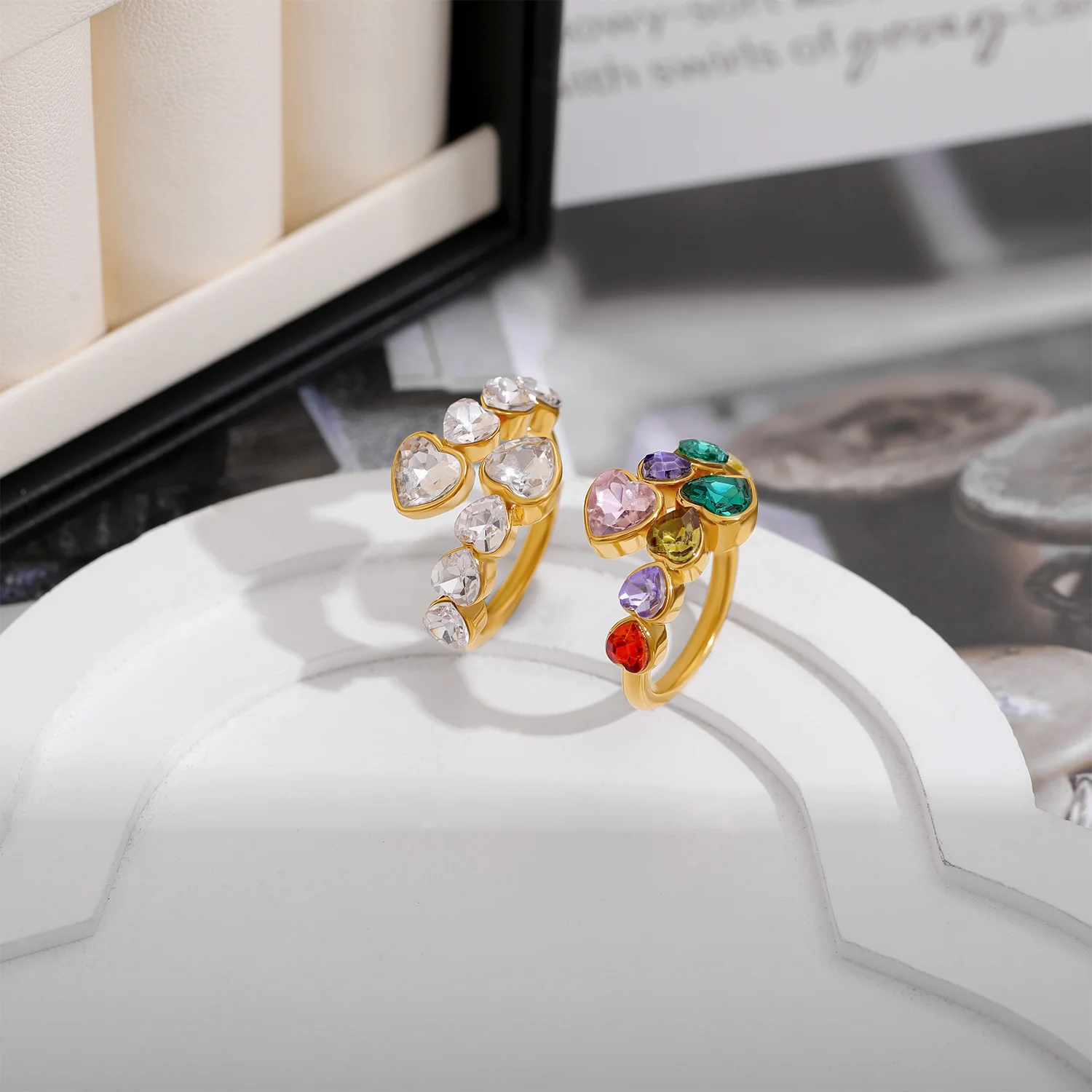 Gold Colorful Zircon Open Ring - Image 5
