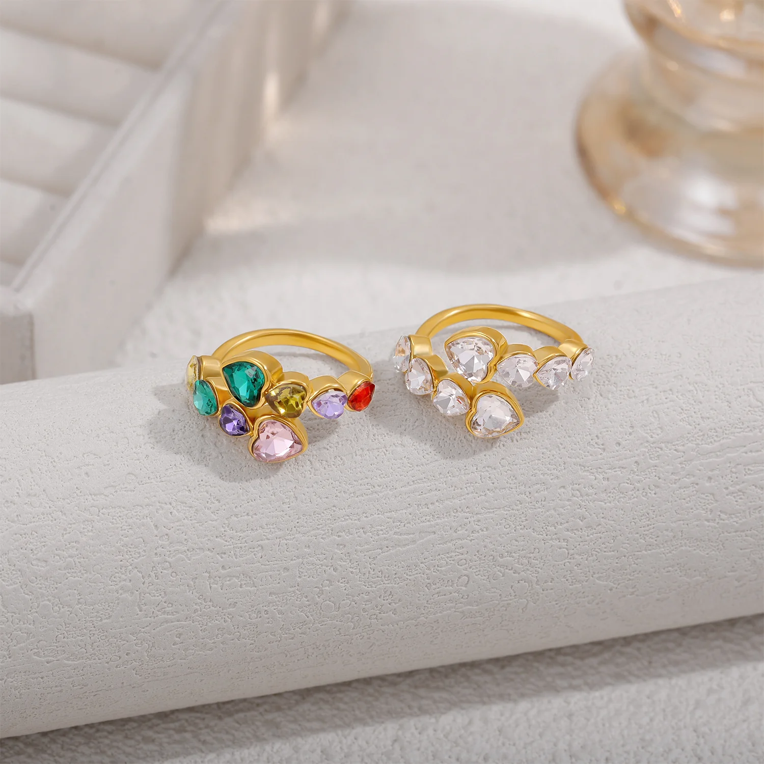 Gold Colorful Zircon Open Ring - Image 6