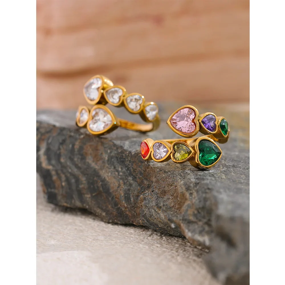 Gold Colorful Zircon Open Ring - Image 8