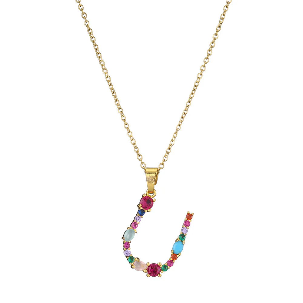 Gold Crystal Initial Pendant Necklace - Image 10