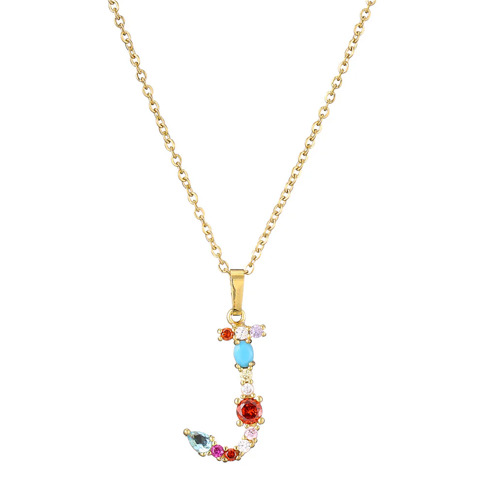 Gold Crystal Initial Pendant Necklace - Image 11