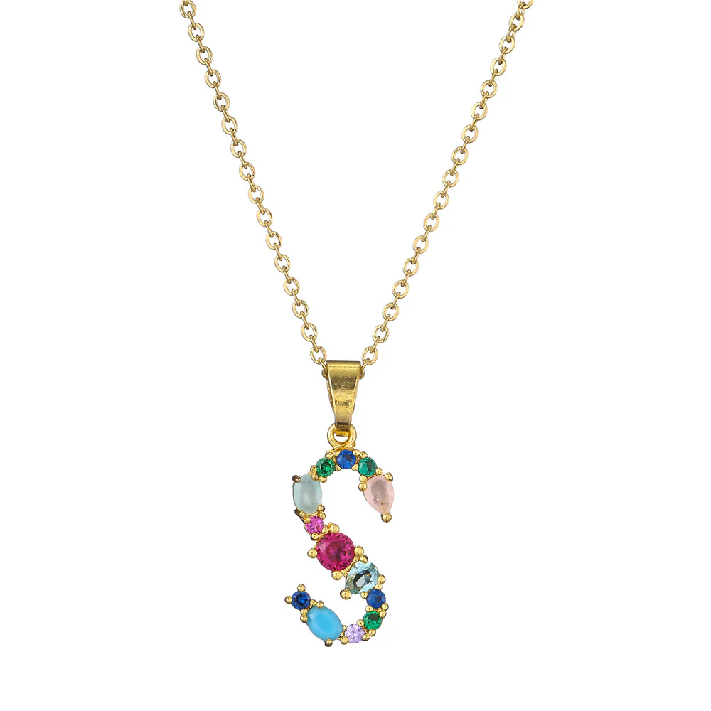 Gold Crystal Initial Pendant Necklace - Image 12