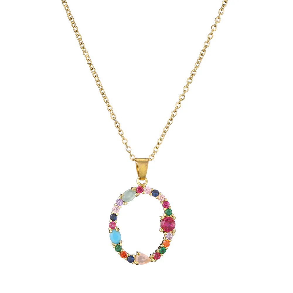 Gold Crystal Initial Pendant Necklace - Image 13
