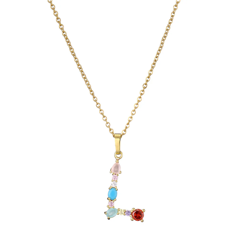 Gold Crystal Initial Pendant Necklace - Image 14