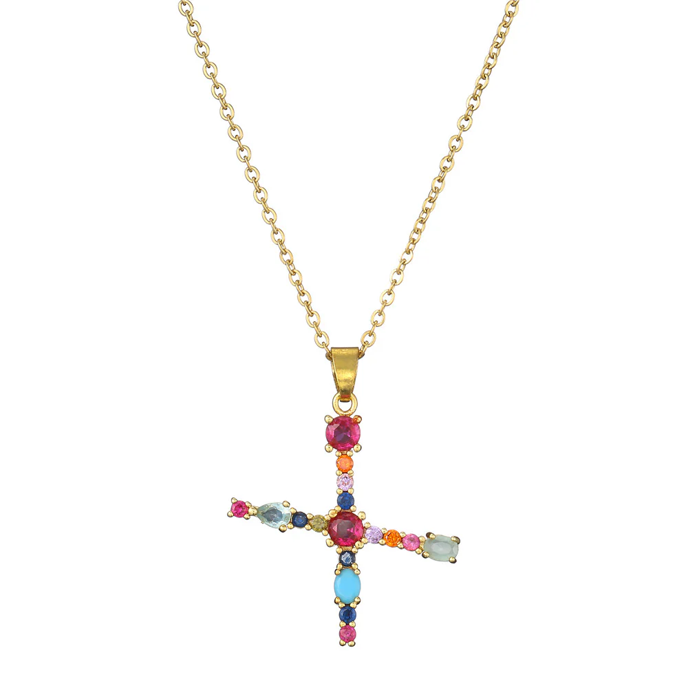 Gold Crystal Initial Pendant Necklace - Image 16