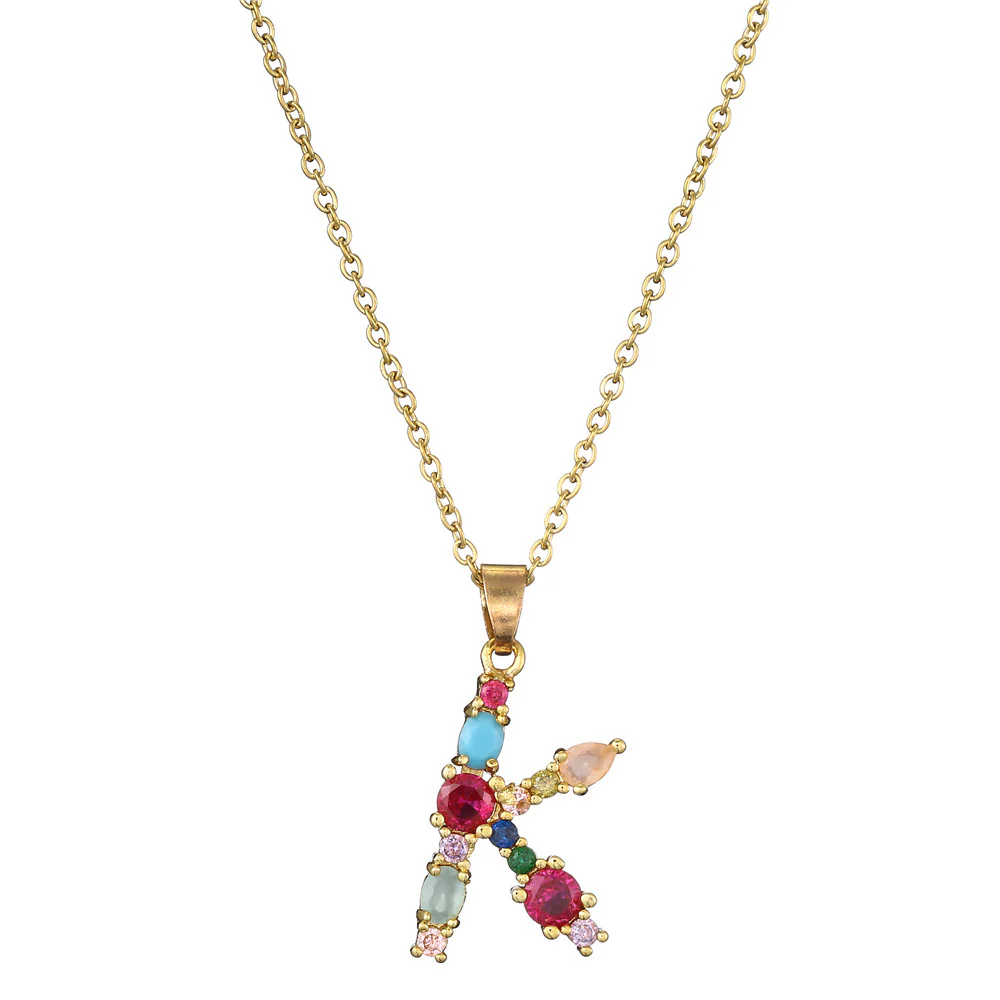 Gold Crystal Initial Pendant Necklace - Image 17