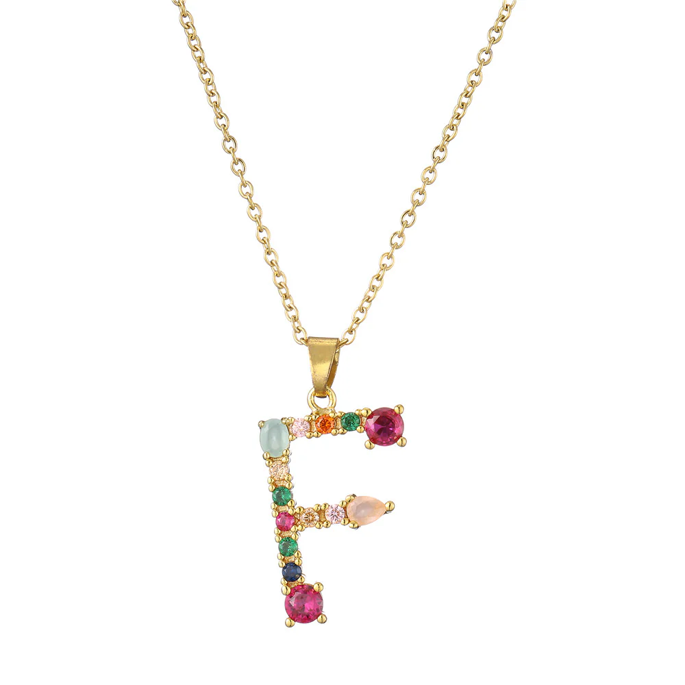 Gold Crystal Initial Pendant Necklace - Image 18