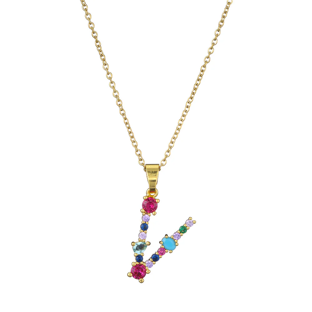 Gold Crystal Initial Pendant Necklace - Image 19