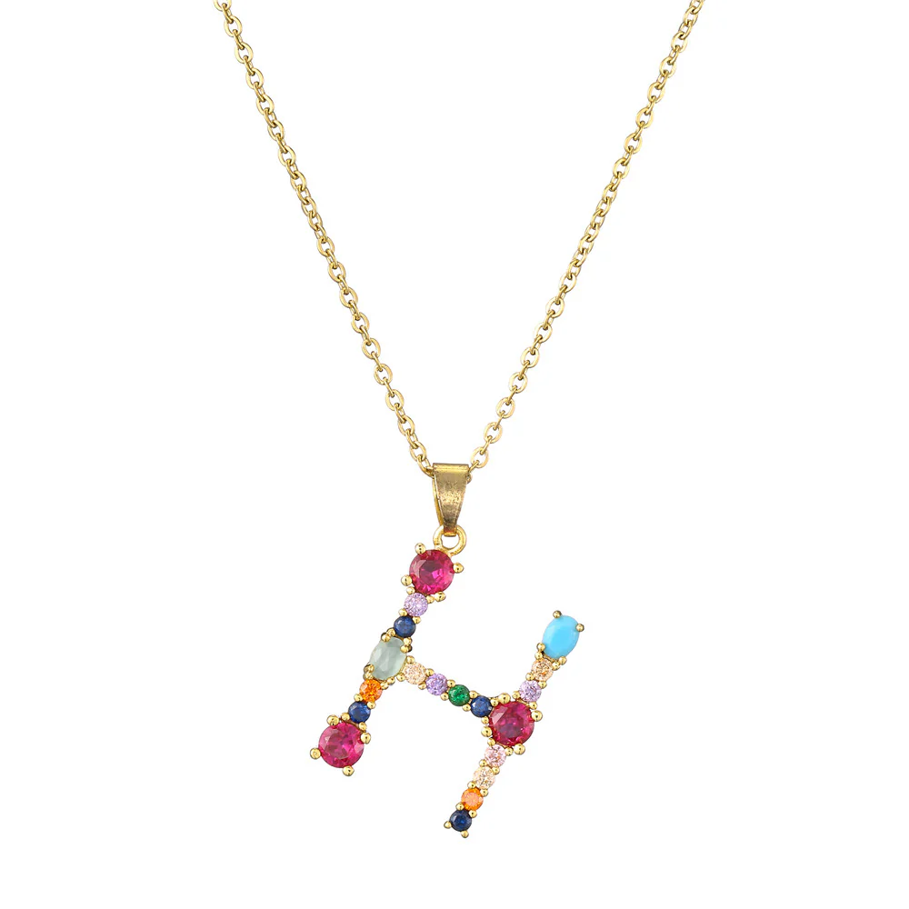 Gold Crystal Initial Pendant Necklace - Image 20