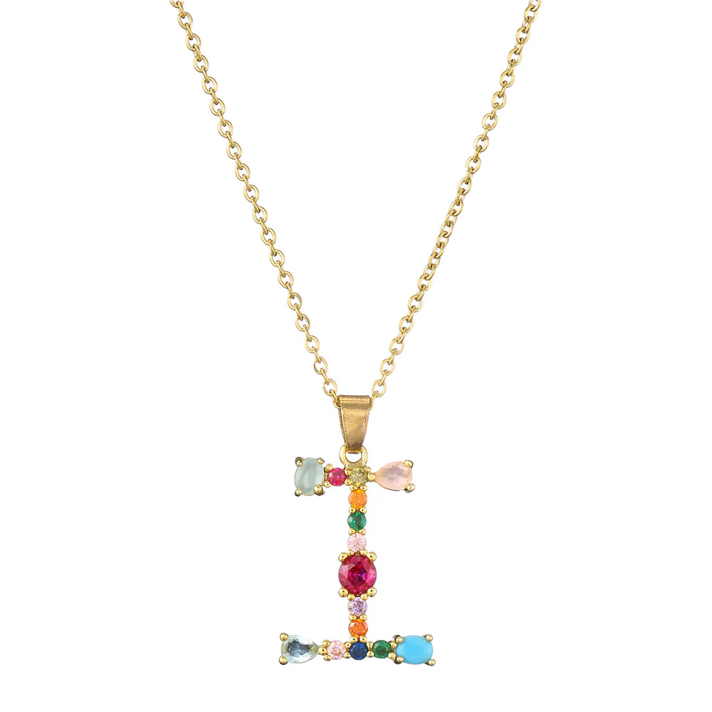 Gold Crystal Initial Pendant Necklace - Image 21