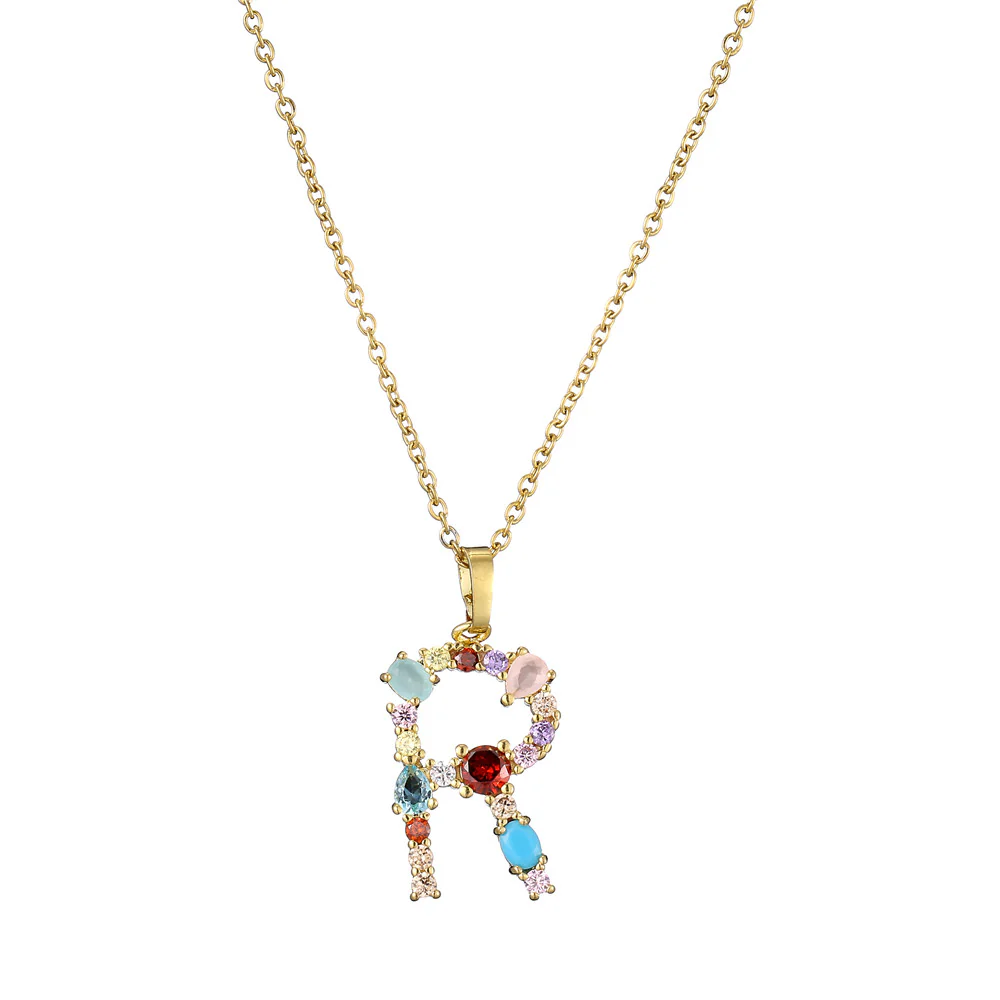 Gold Crystal Initial Pendant Necklace - Image 22