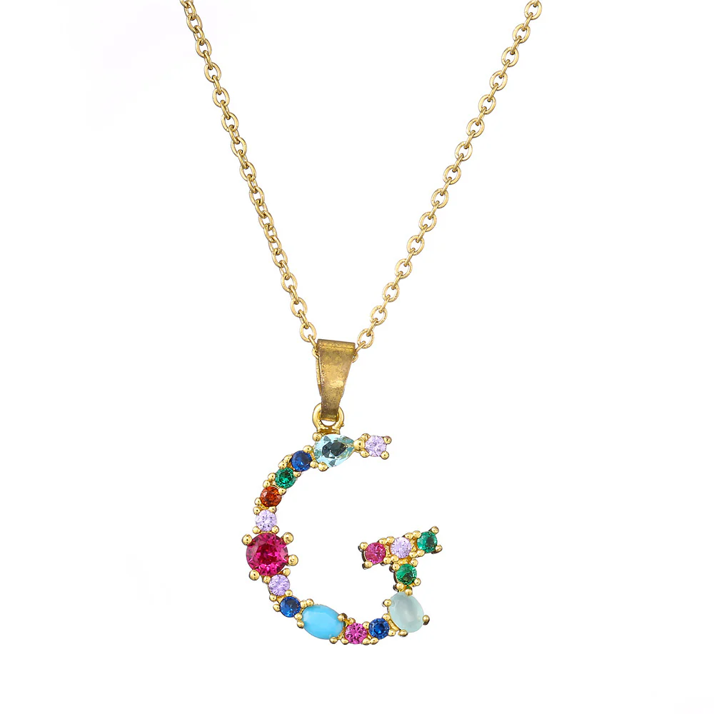 Gold Crystal Initial Pendant Necklace - Image 23