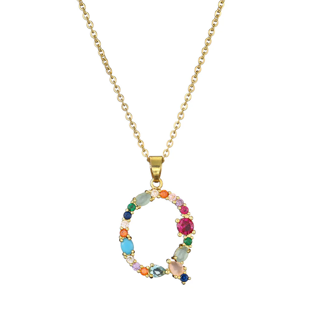 Gold Crystal Initial Pendant Necklace - Image 24