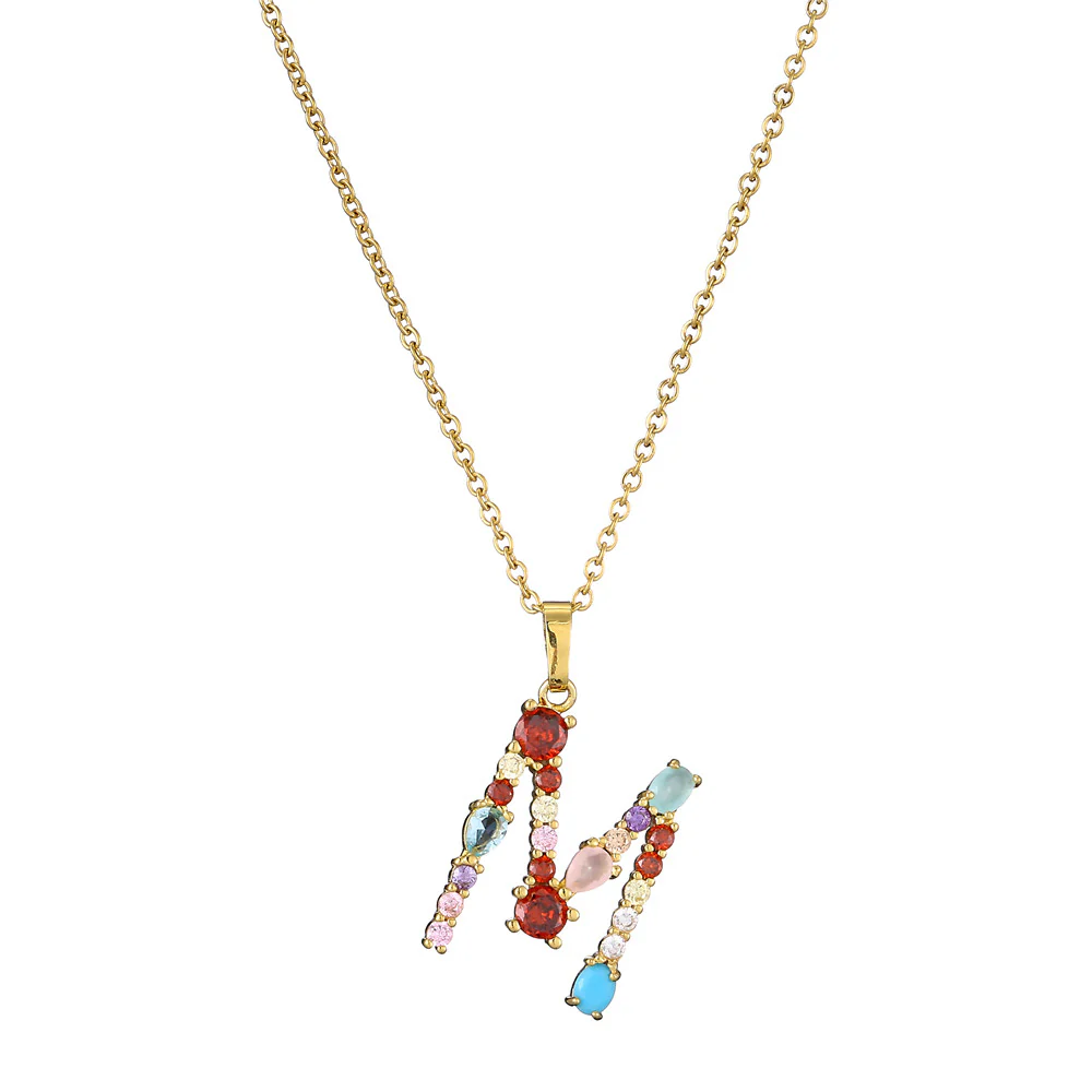 Gold Crystal Initial Pendant Necklace - Image 25