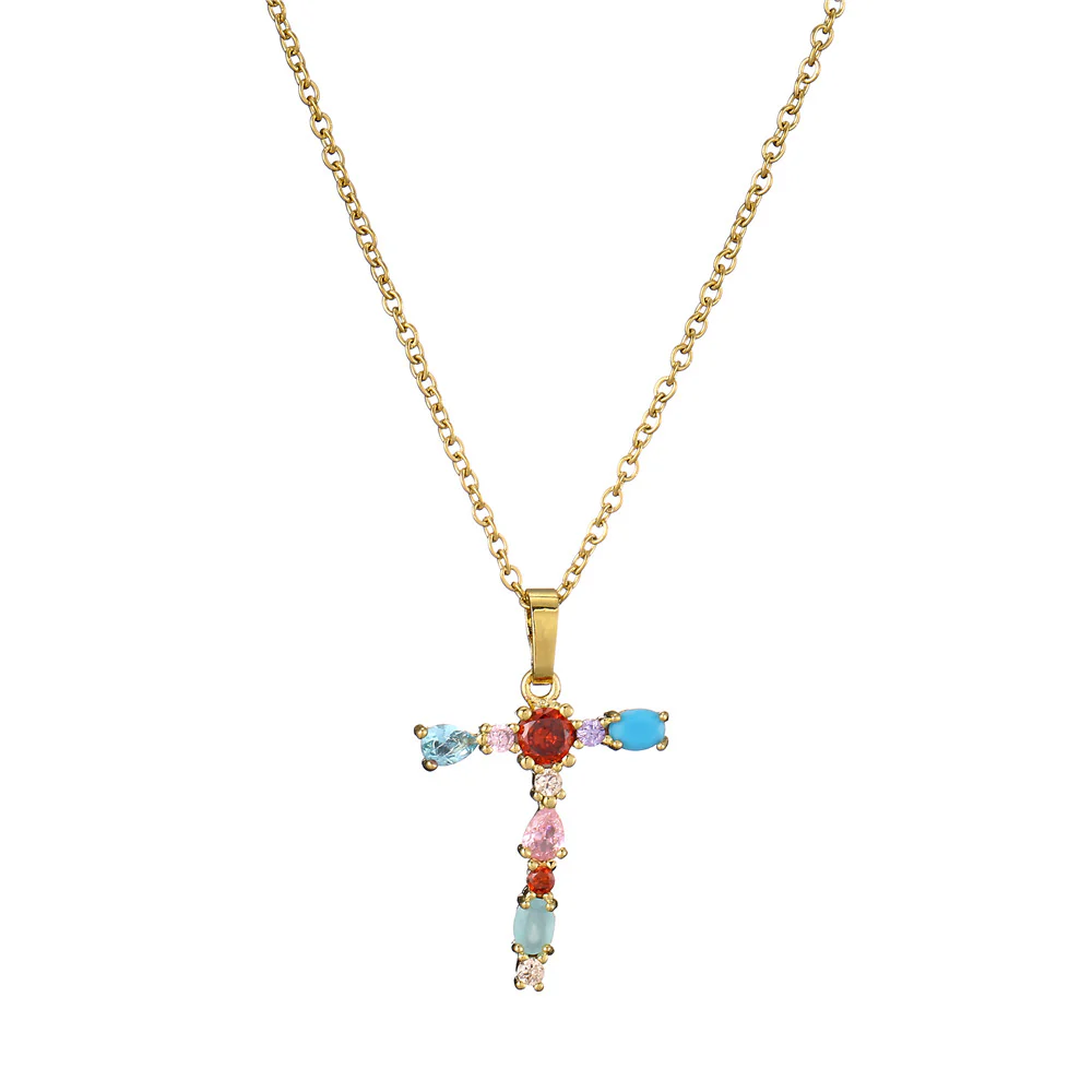 Gold Crystal Initial Pendant Necklace - Image 26