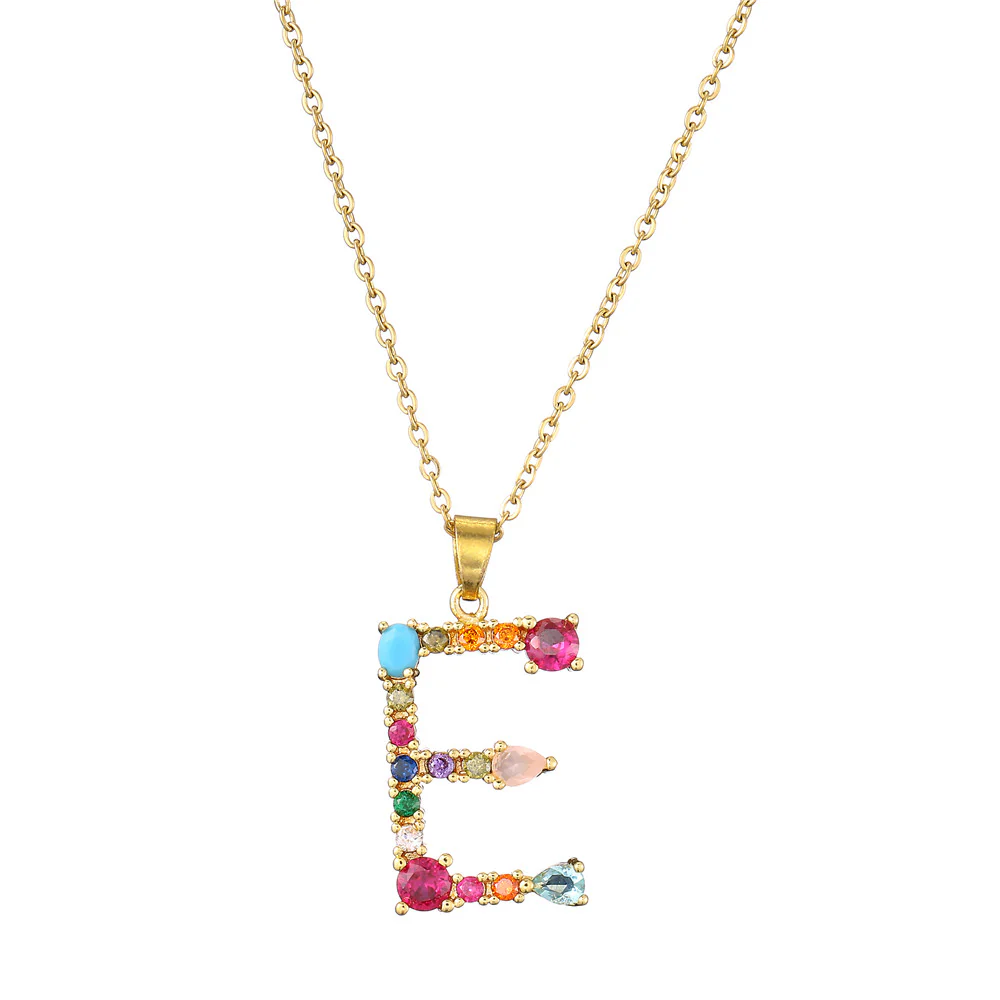 Gold Crystal Initial Pendant Necklace - Image 3