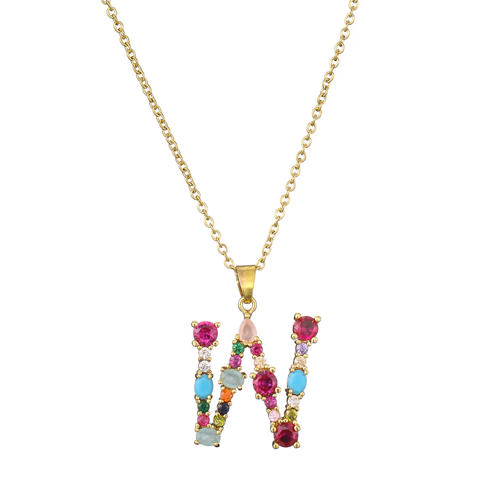 Gold Crystal Initial Pendant Necklace - Image 5