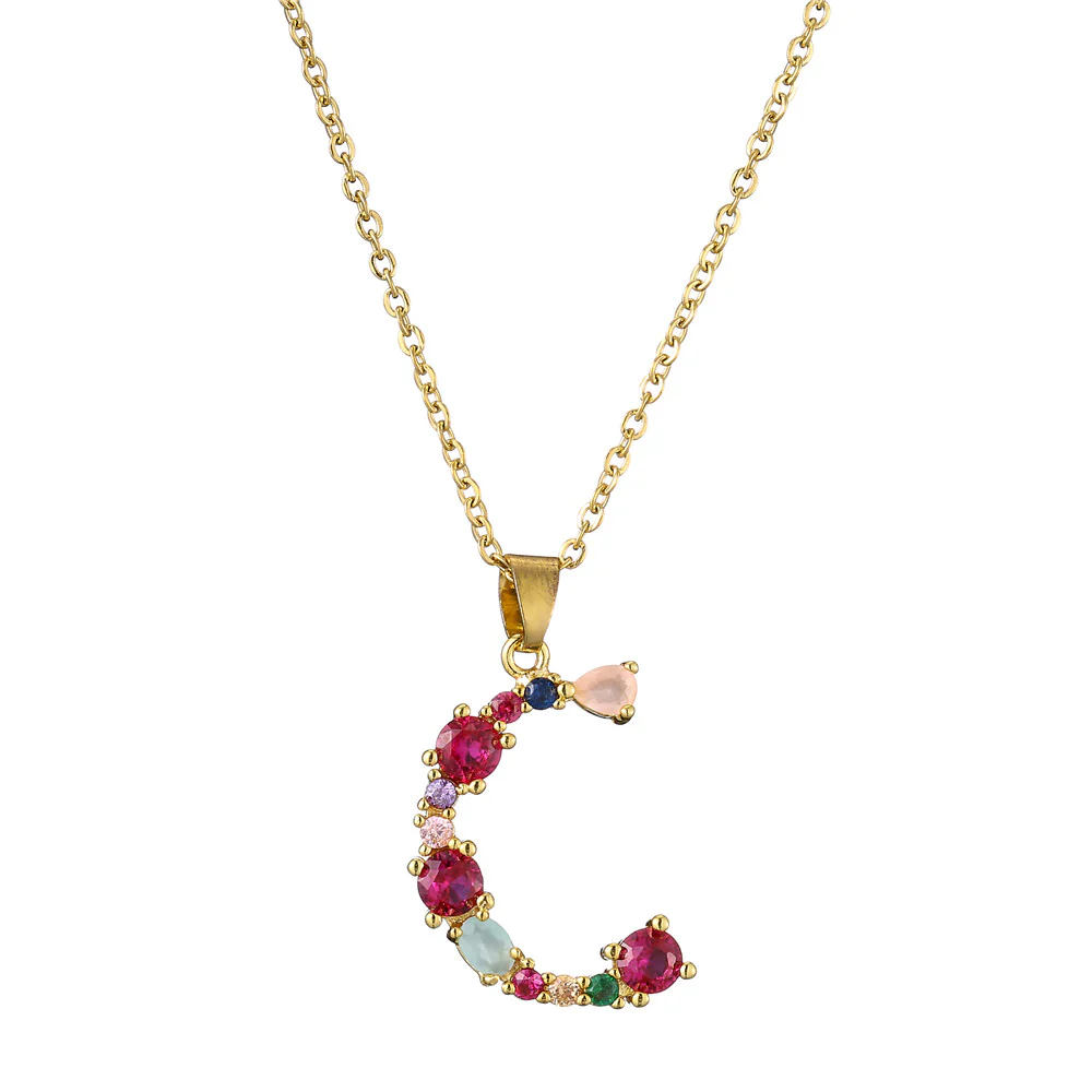 Gold Crystal Initial Pendant Necklace - Image 6