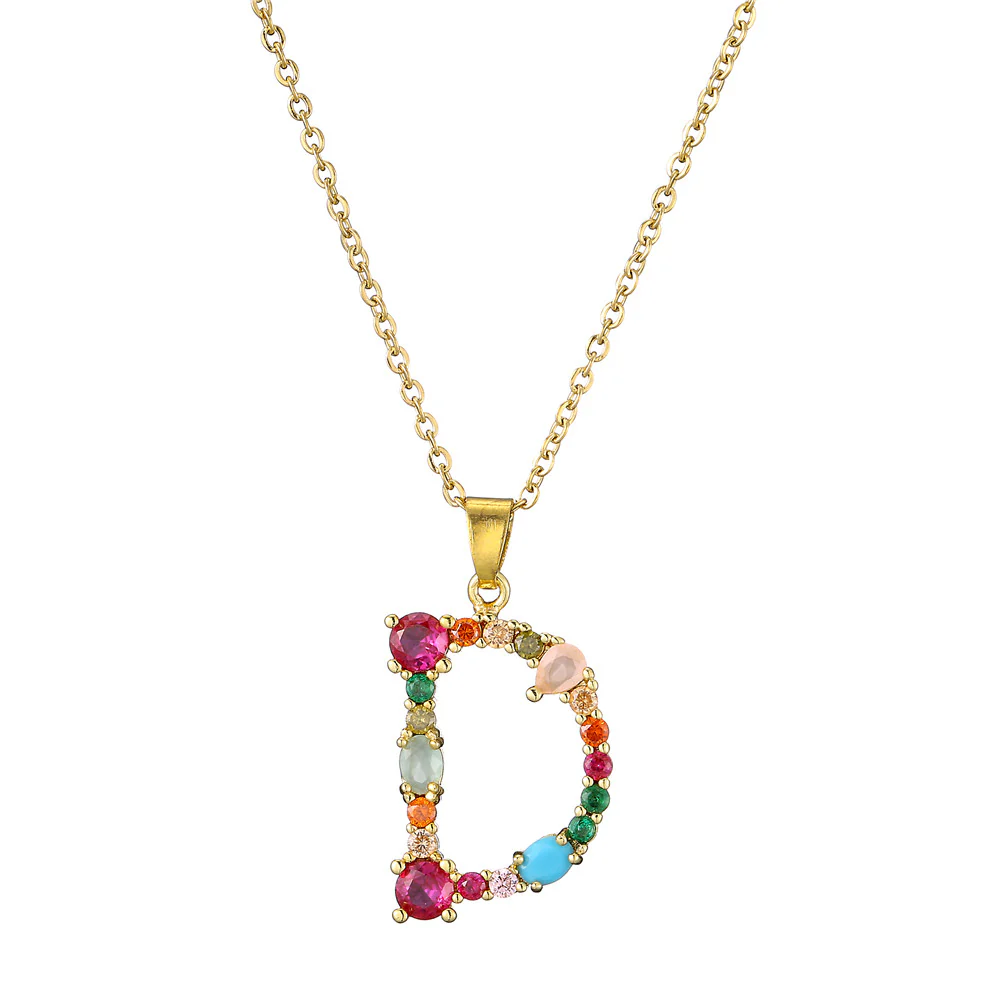 Gold Crystal Initial Pendant Necklace - Image 7