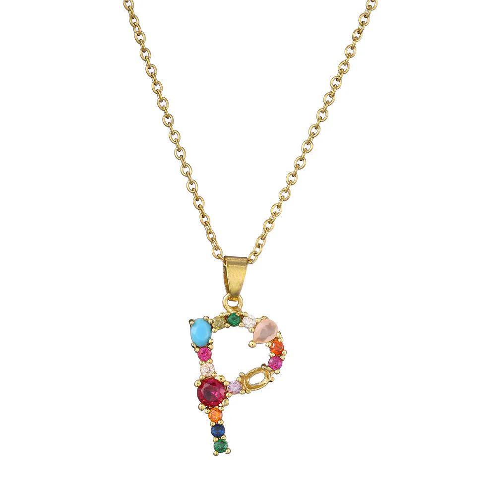 Gold Crystal Initial Pendant Necklace - Image 8