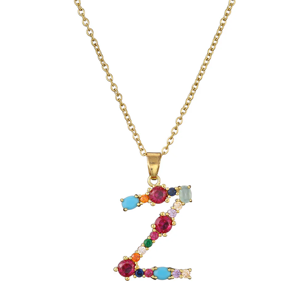 Gold Crystal Initial Pendant Necklace - Image 9