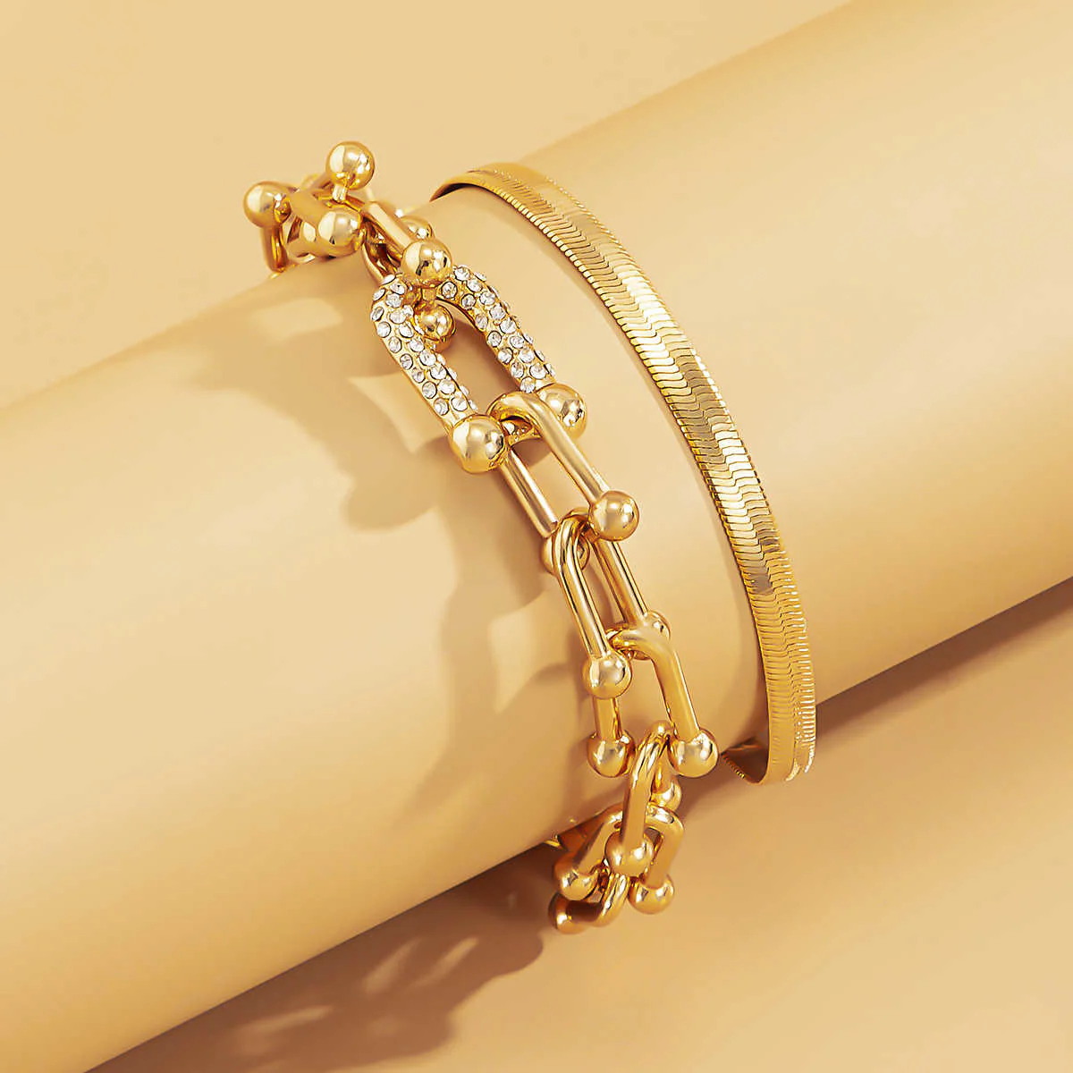 Gold Crystal Link Chain Bracelet