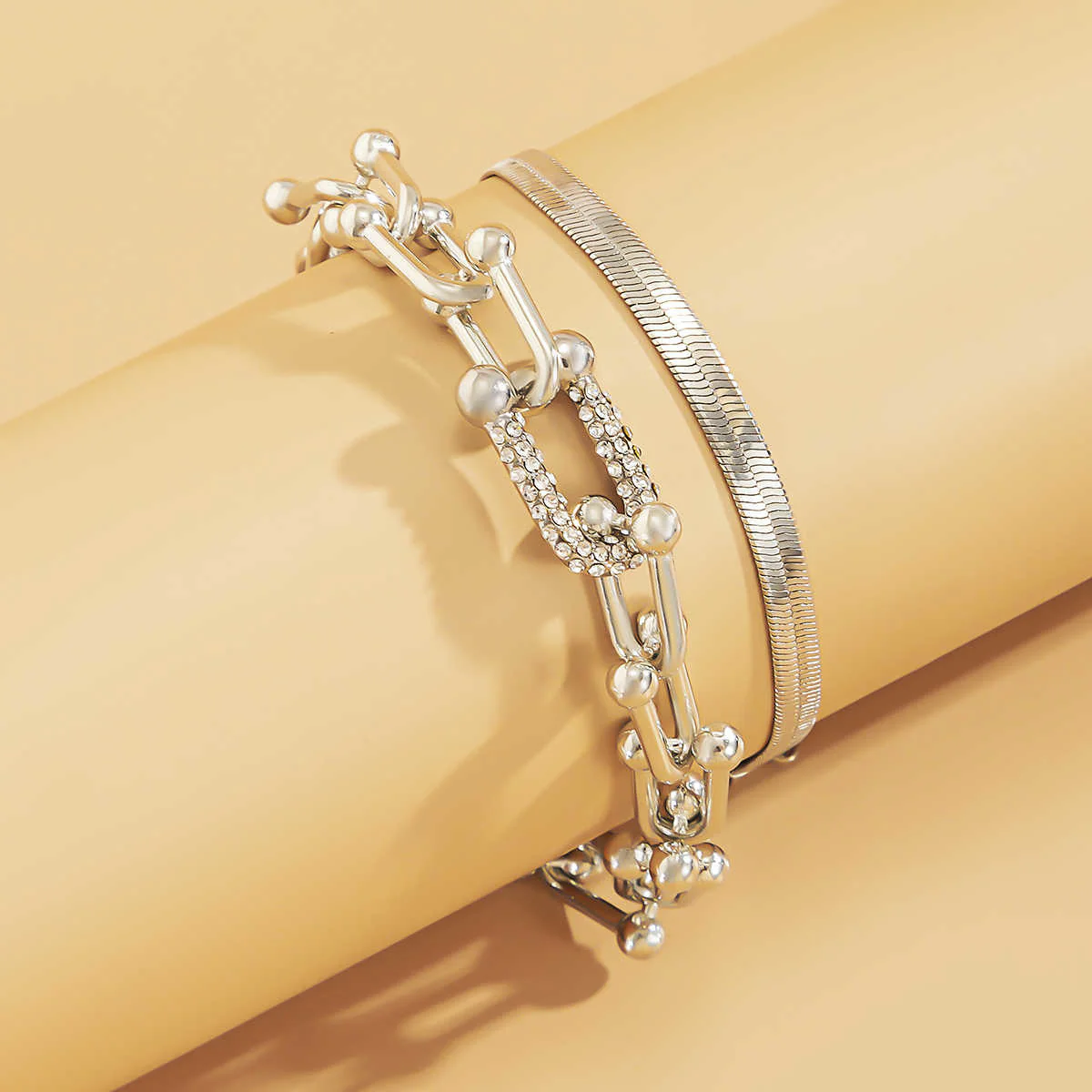 Gold Crystal Link Chain Bracelet - Image 2