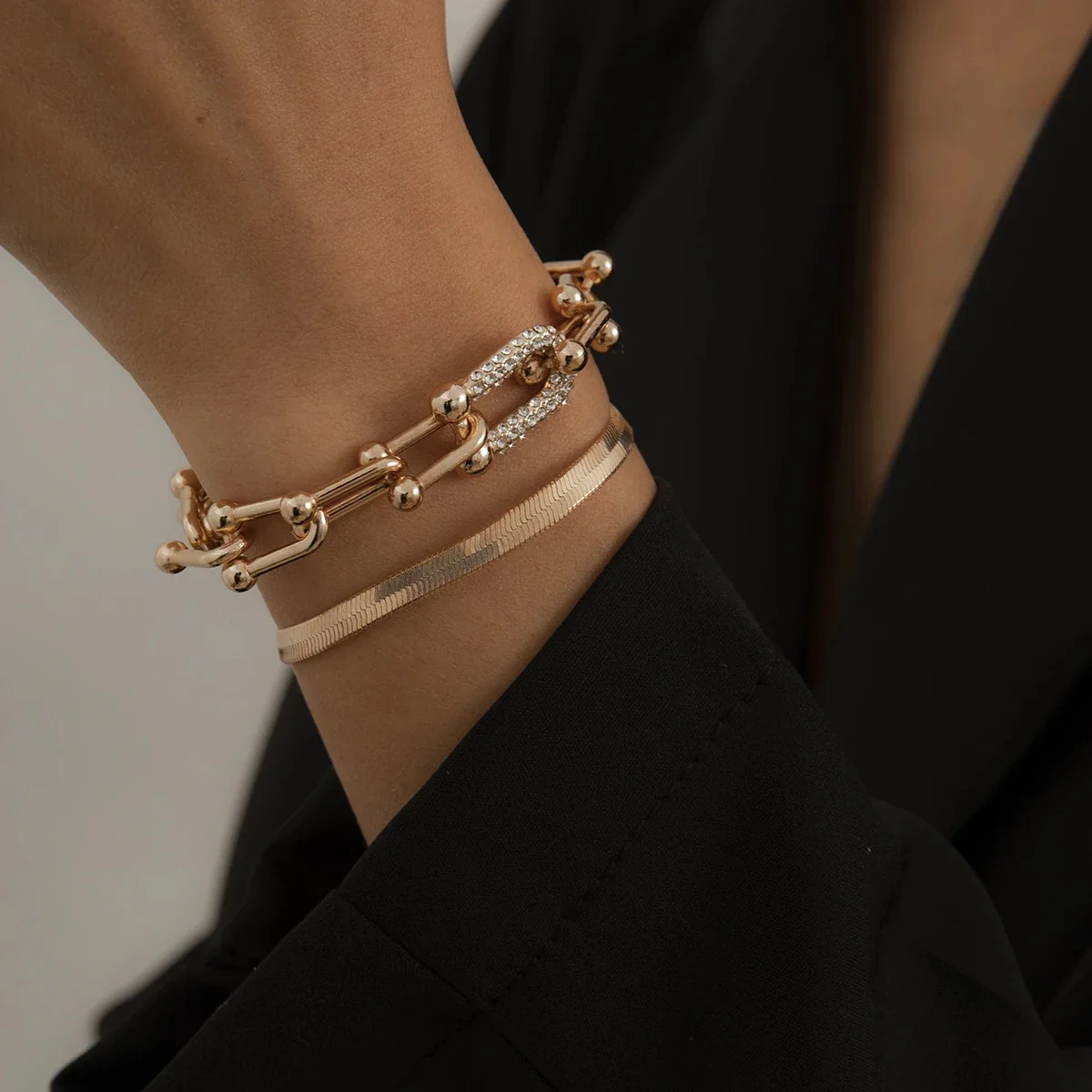 Gold Crystal Link Chain Bracelet - Image 3