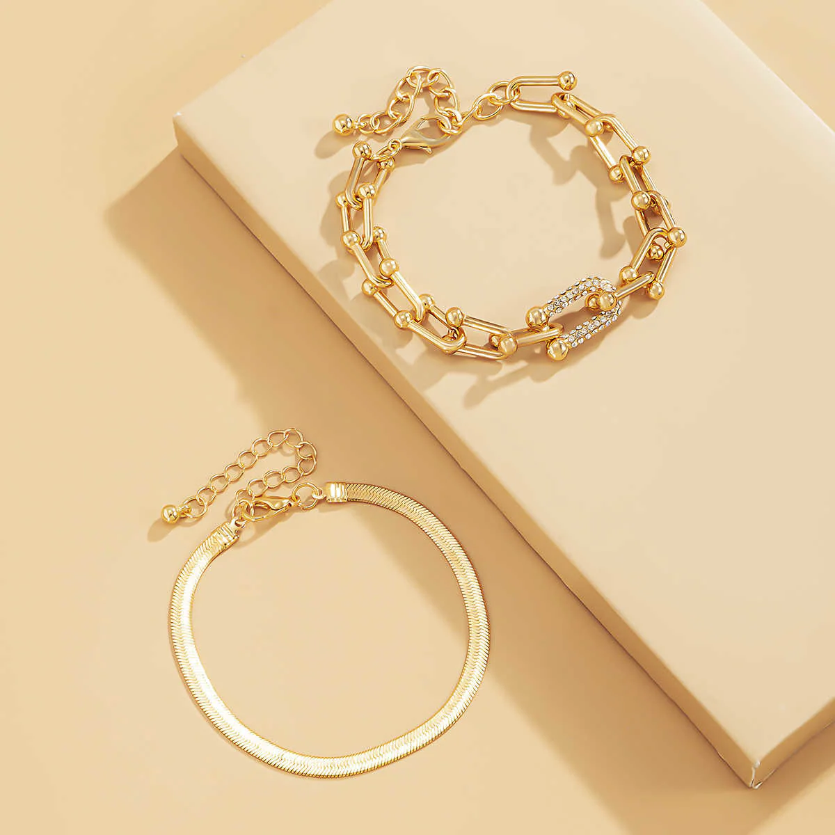 Gold Crystal Link Chain Bracelet - Image 4