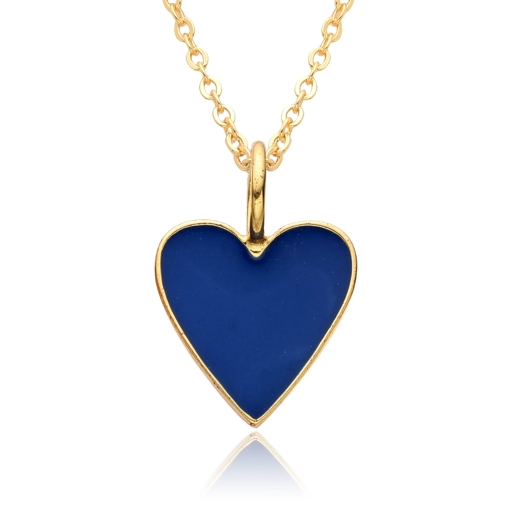 Gold Enamel Heart Pendant Necklace - Image 10