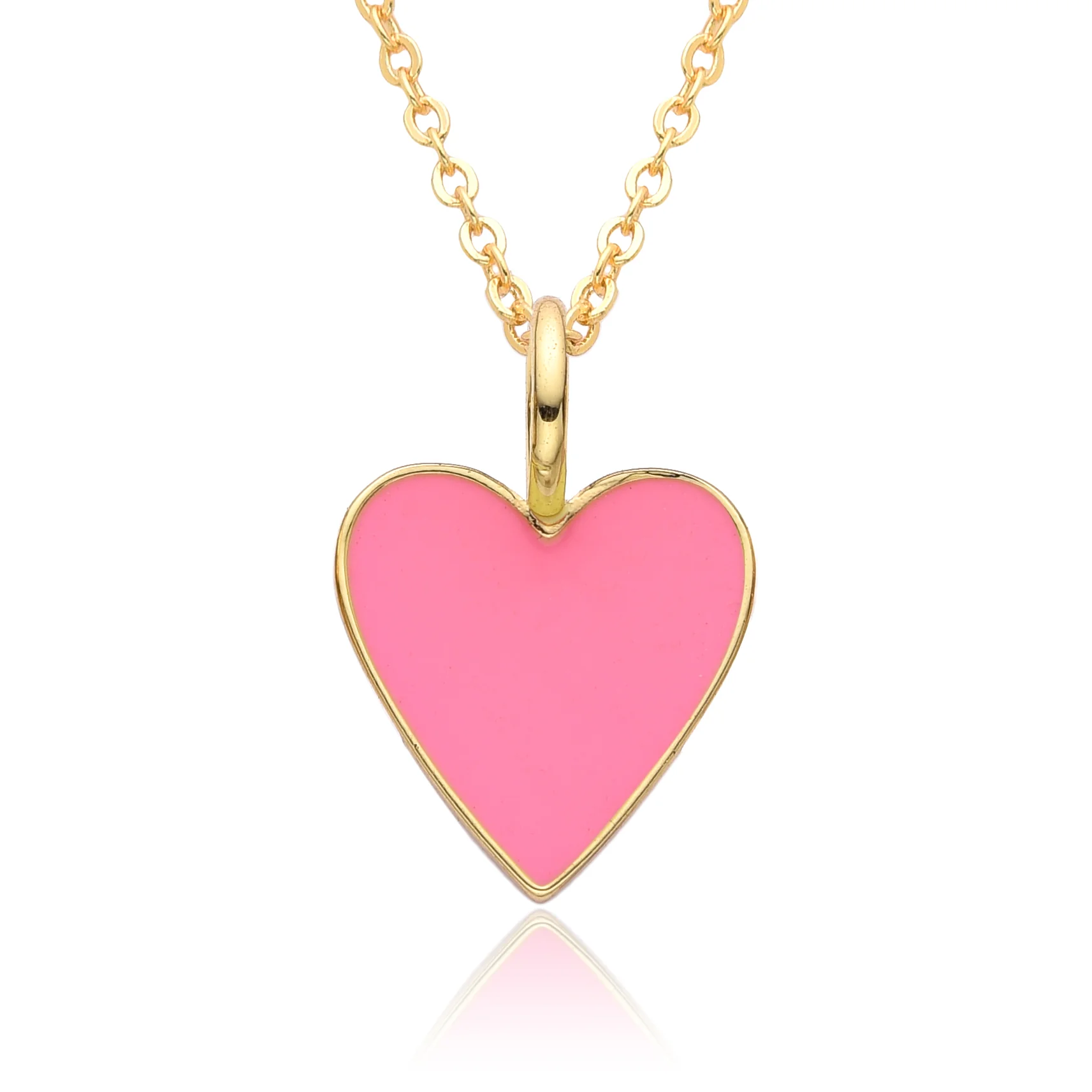 Gold Enamel Heart Pendant Necklace - Image 11