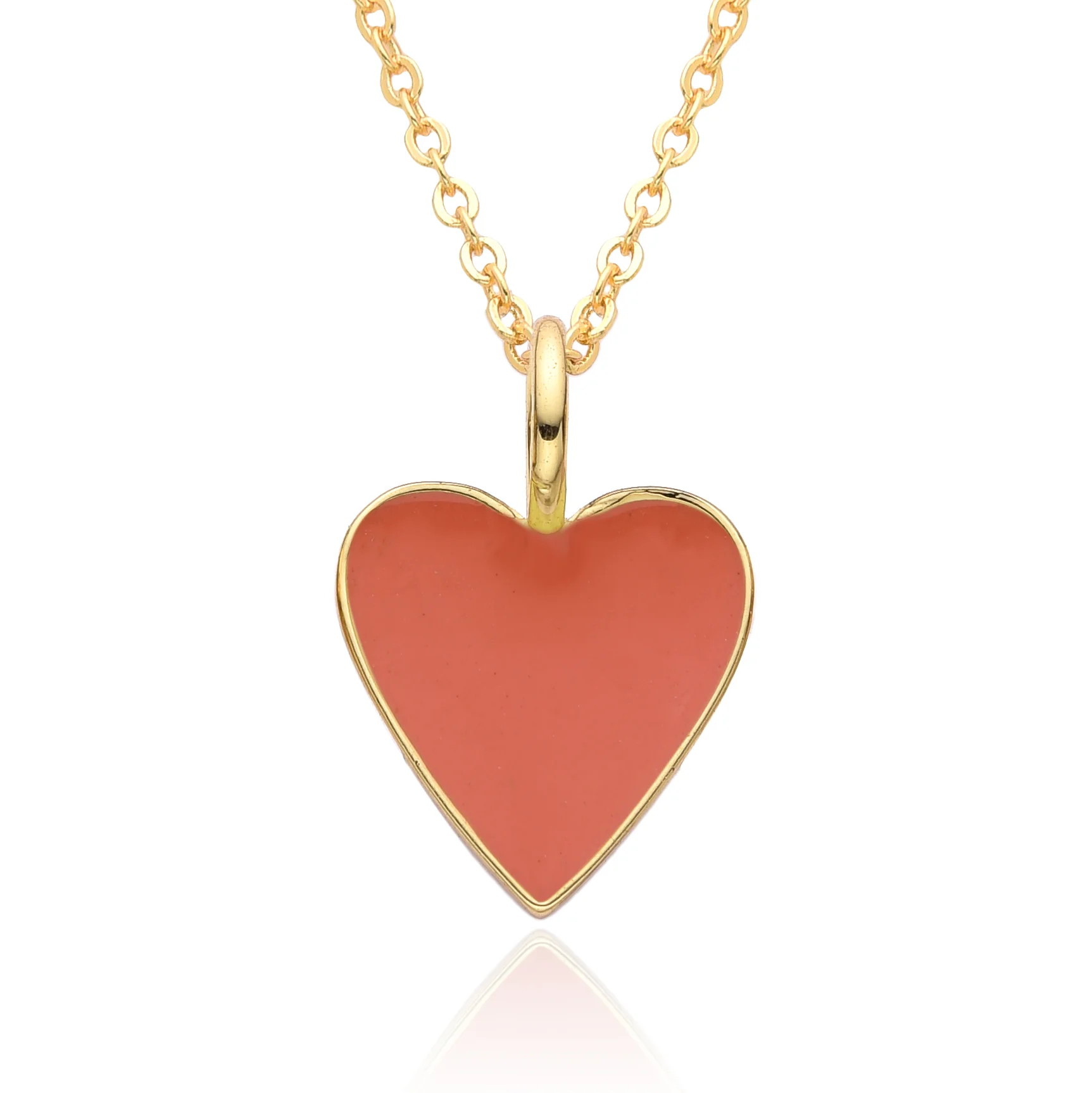 Gold Enamel Heart Pendant Necklace - Image 13
