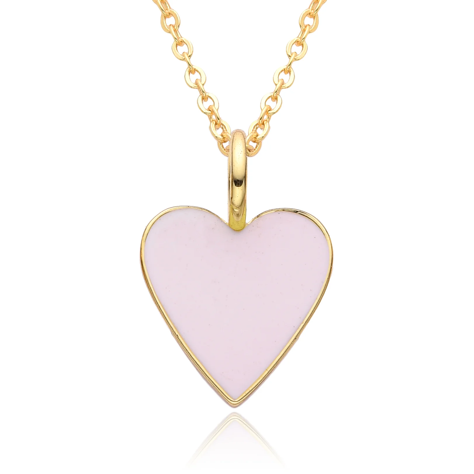 Gold Enamel Heart Pendant Necklace - Image 14
