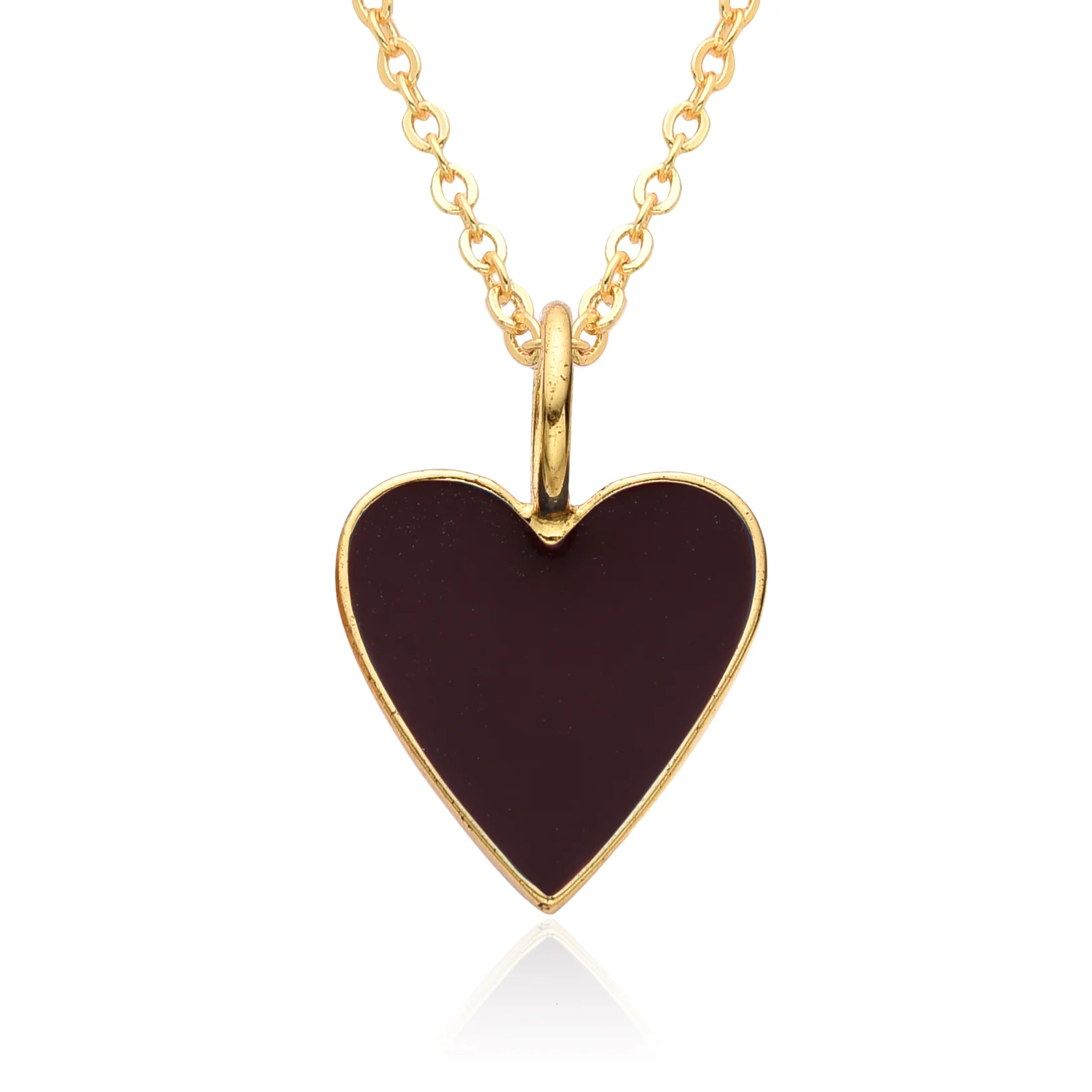 Gold Enamel Heart Pendant Necklace - Image 15