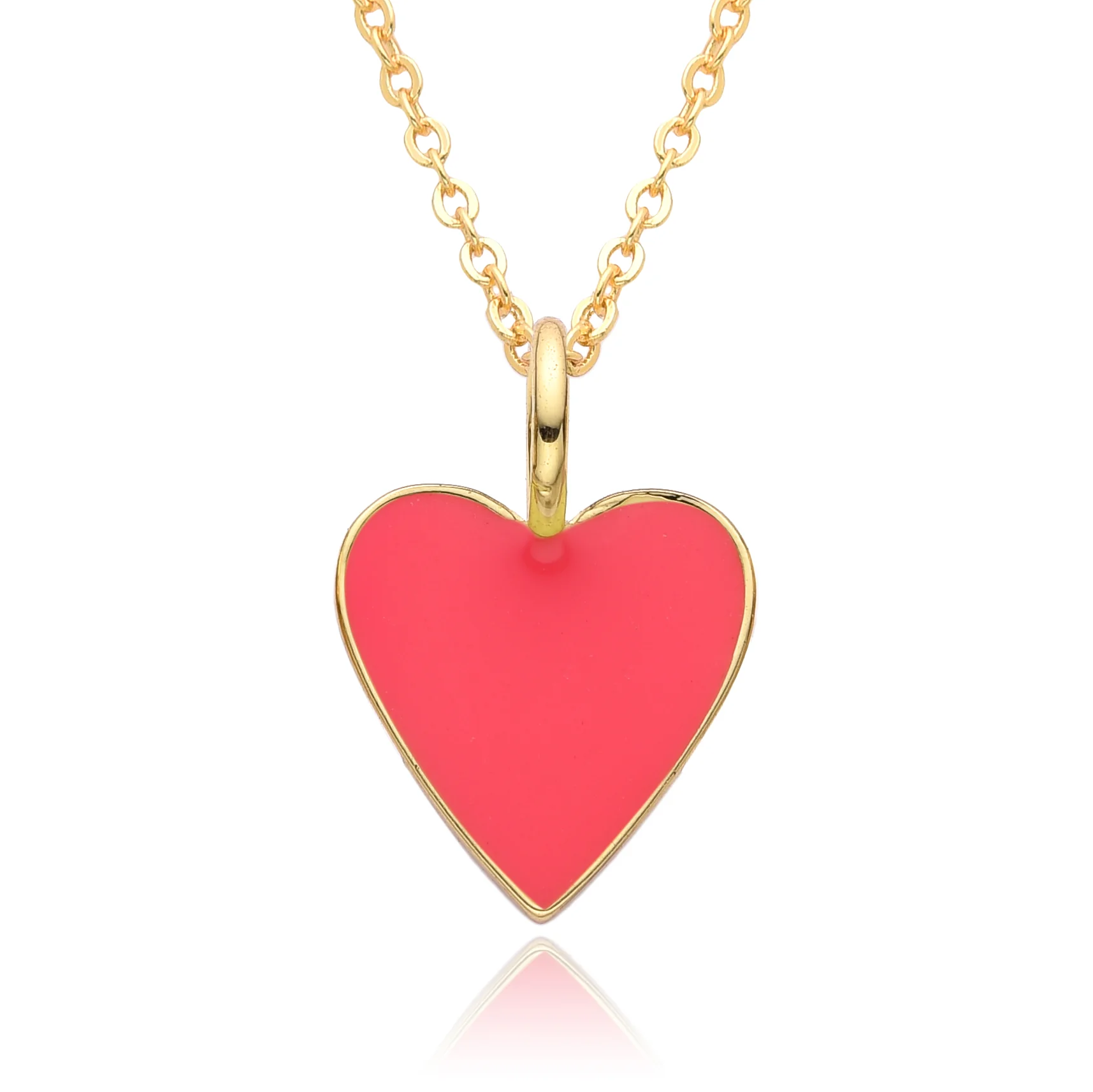 Gold Enamel Heart Pendant Necklace - Image 2