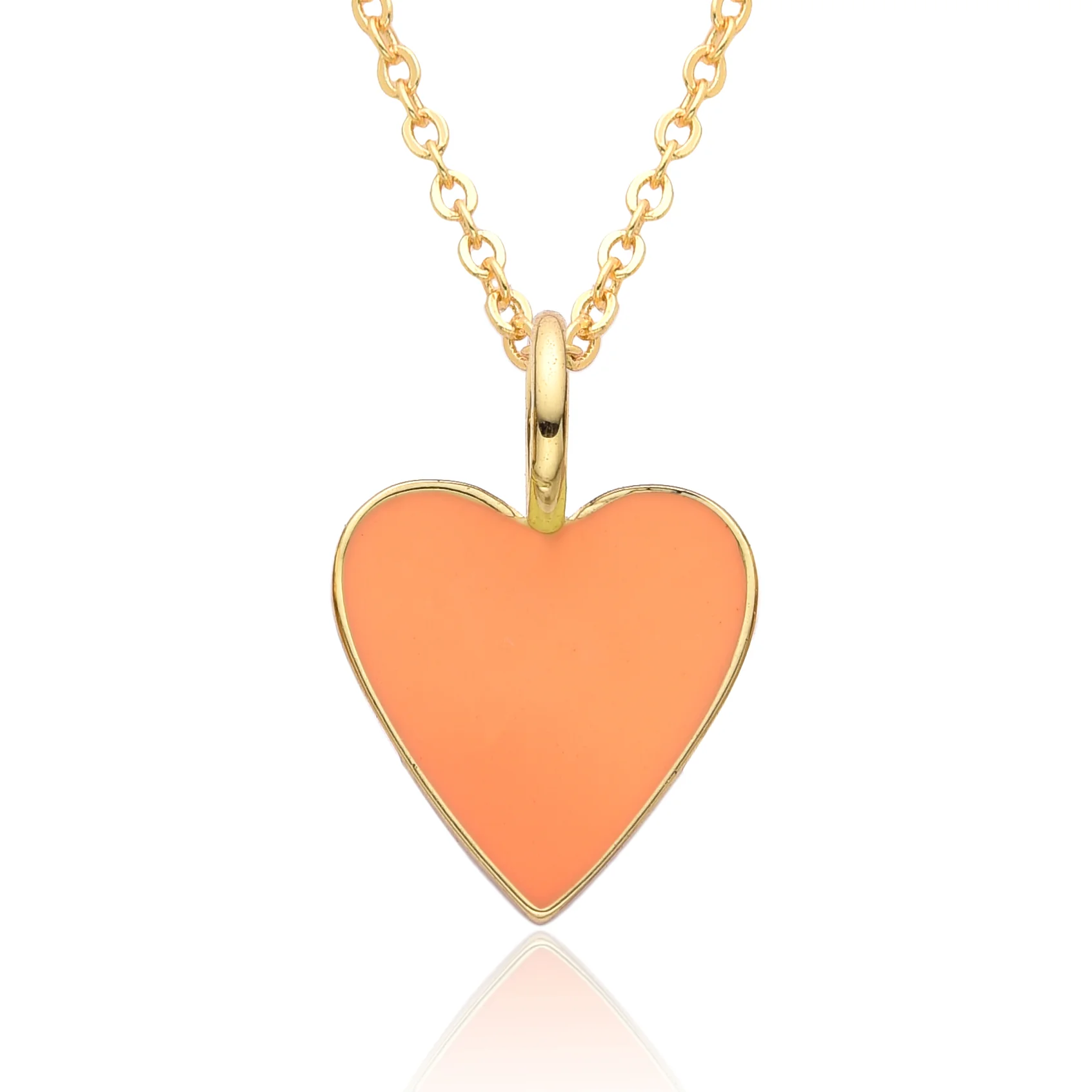 Gold Enamel Heart Pendant Necklace - Image 3