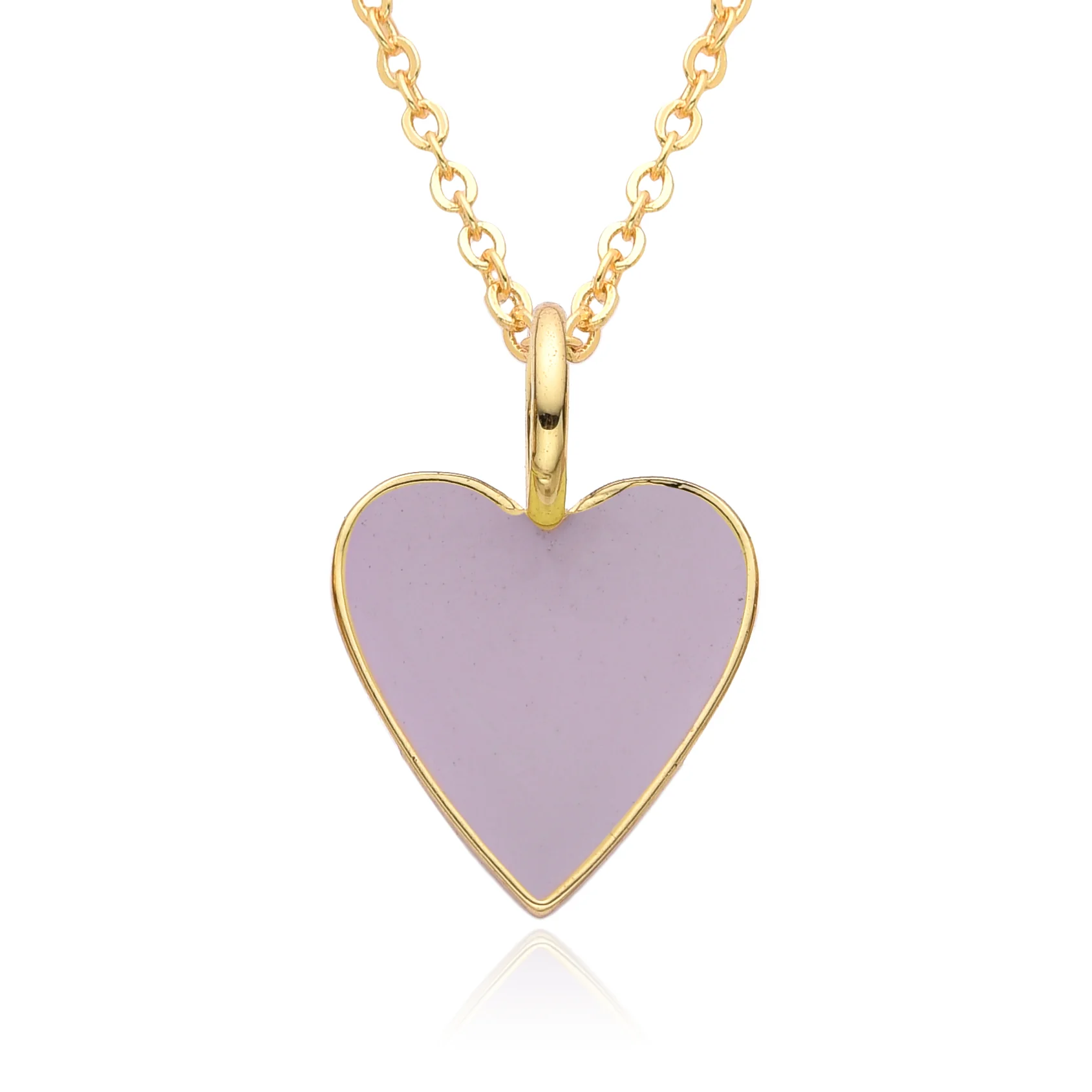 Gold Enamel Heart Pendant Necklace - Image 4