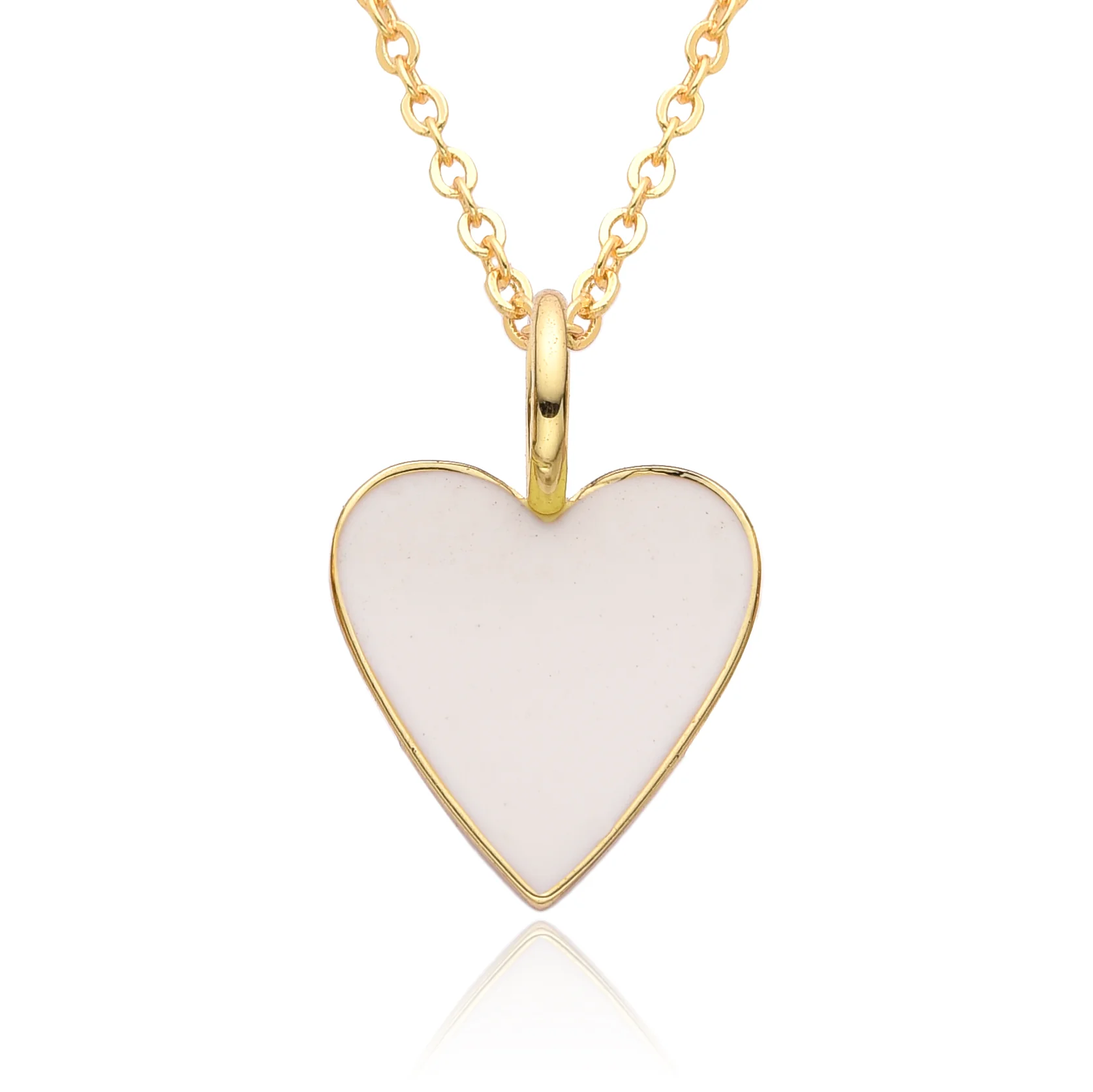 Gold Enamel Heart Pendant Necklace - Image 5