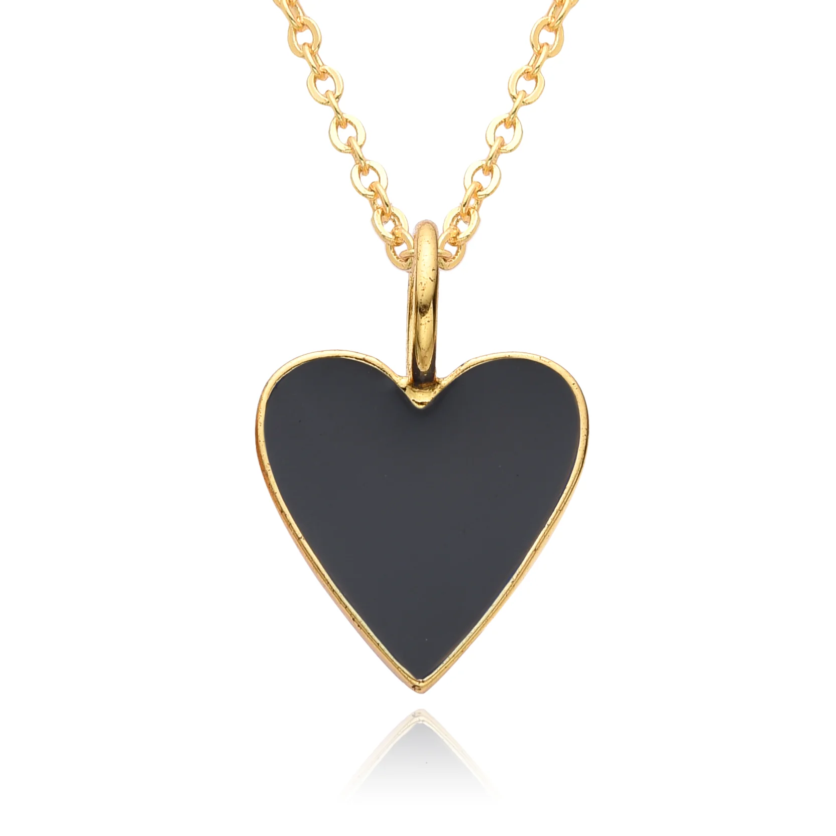 Gold Enamel Heart Pendant Necklace - Image 6