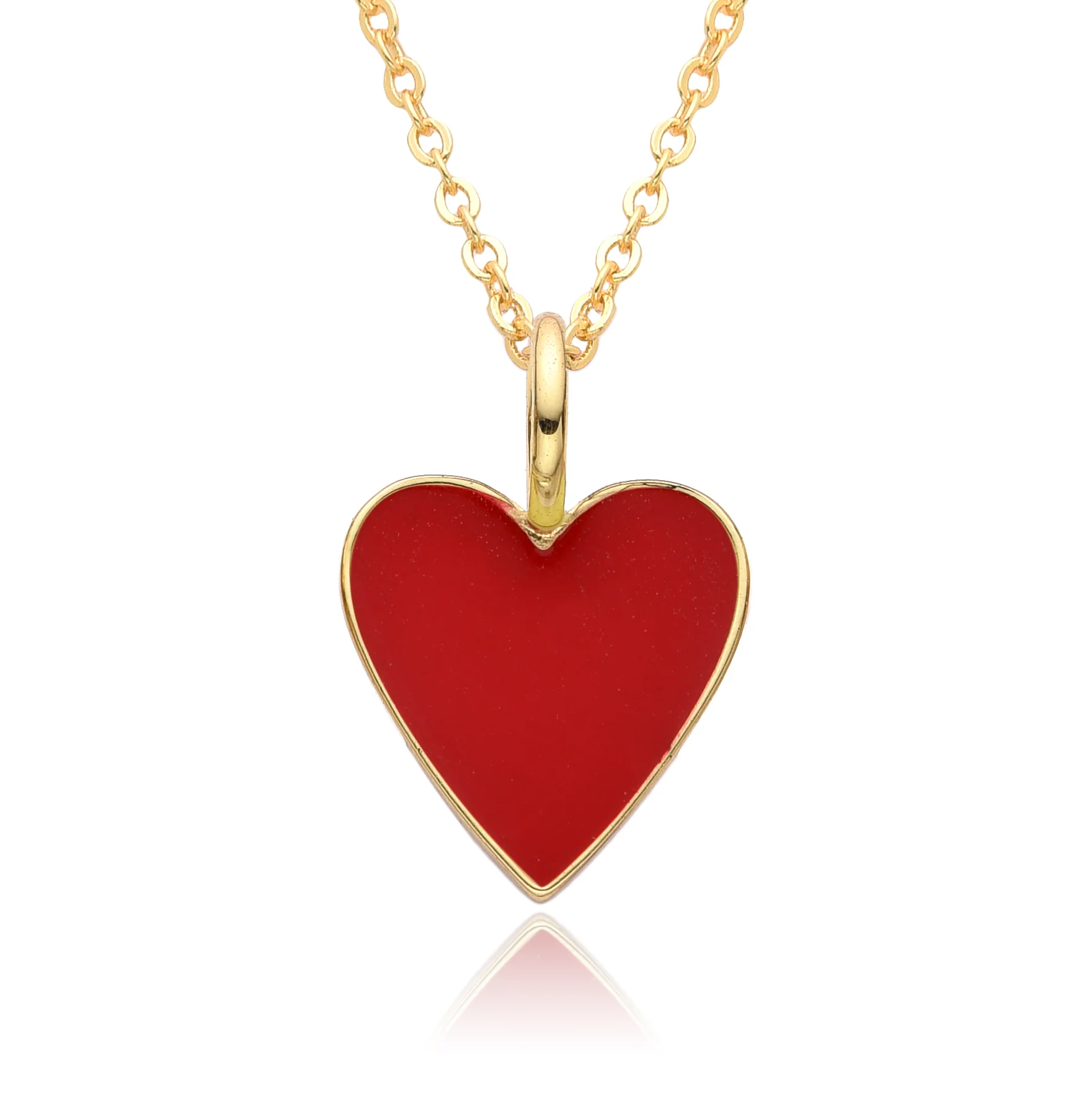 Gold Enamel Heart Pendant Necklace - Image 7
